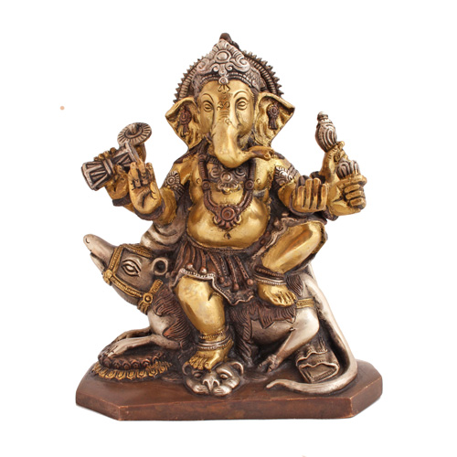 Ganesha mit Ratte, 17,5 cm