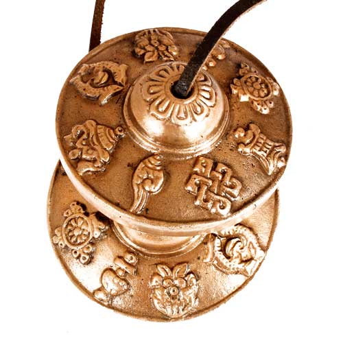 Zimbel, mit Gravur (Gl�ckssymbole), mittel, � 6,5 cm