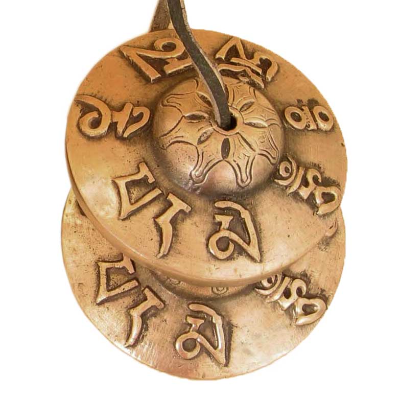 Zimbel, mit Gravur (Mantra), gross, � 7,5 cm